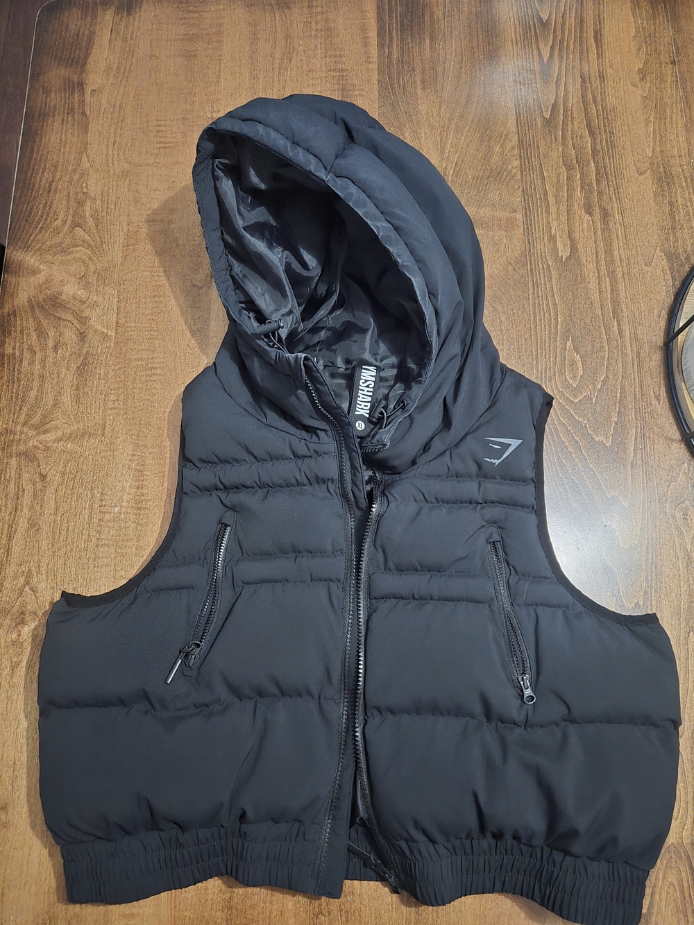 Gymshark Black Puffer Hooded Vest